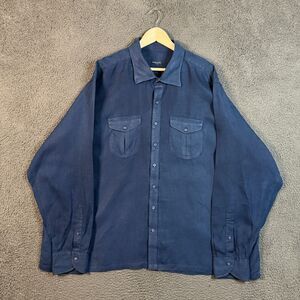 Proper Cloth Shirt Mens 4XL Blue Linen Long Sleeve Button Up Baird McNutt